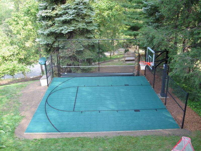 Backyard Basketball Court with Rebounder