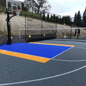 Backyard Basketball Court Sport Court Warriors Colors Golden State