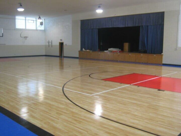 Sport Court Indoor Athletic Surfacing Basketball Flooring Multi Purpose Auxilliary Gym Church