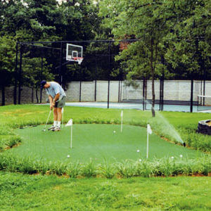 Custom Backyard Putting Green and Sport Court Game Court